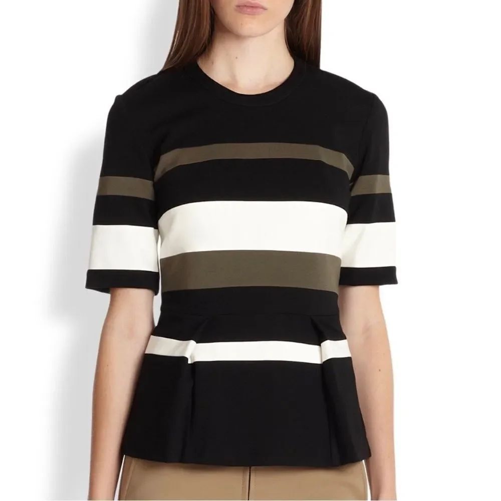 3.1 Phillip Lim Striped Color Block Peplum Blouse Size 4 NWT